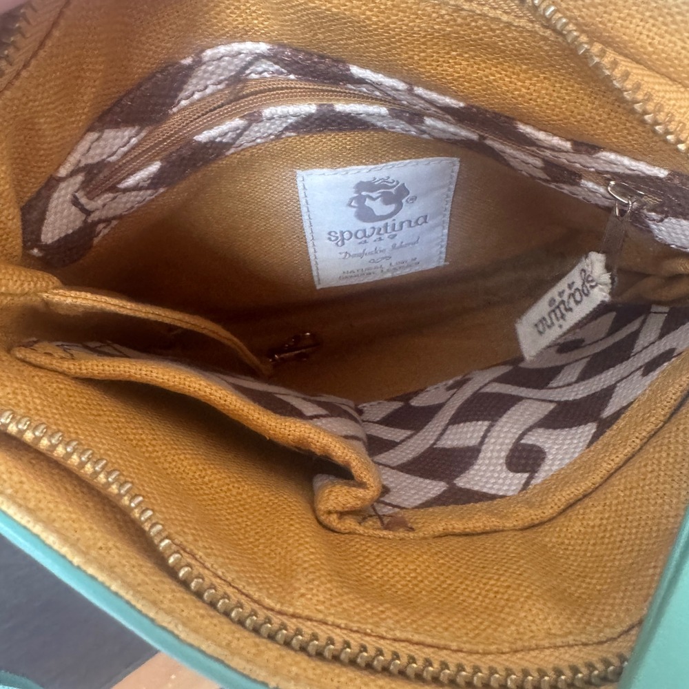 Spartina 449 Daufuskie Island Crossbody Bag Seafoam Green Geometric Linen Canvas - Picture 4 of 9